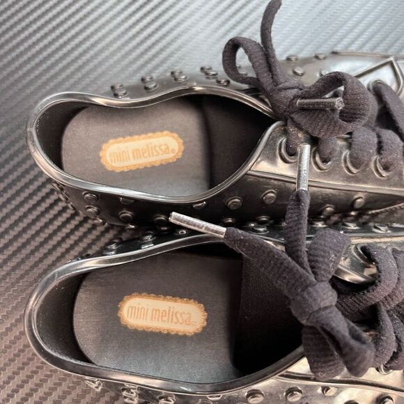 Mini Melissa Black Rubber Studded Sneakers Toddler Size 10 - Picture 5 of 7